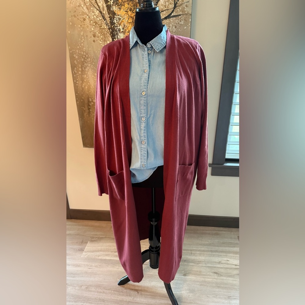 Soft Burgundy Brick Ankle Length Duster
